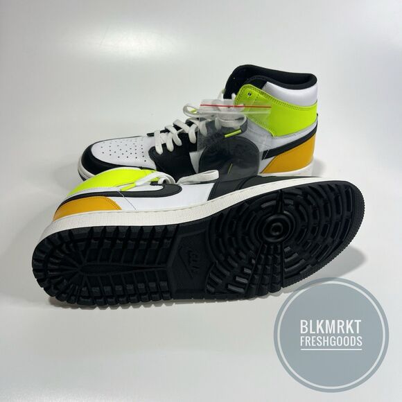 Nike Air Jordan 1 High Golf Shoe White Black Volt Gold DQ0660-105 Size 13
